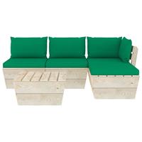 vidaXL 5-tlg. Garten-Sofagarnitur aus Paletten mit Kissen Fichtenholz Grün