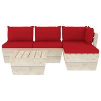 vidaXL 5-delige Loungeset met kussens pallet vurenhout