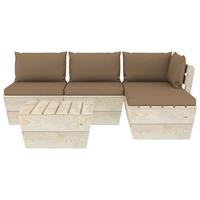 vidaXL 5-delige Loungeset met kussens pallet vurenhout