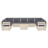 vidaXL 10-delige Loungeset met kussens pallet vurenhout