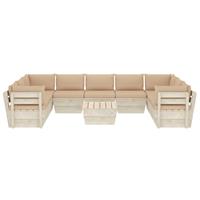vidaXL 10-delige Loungeset met kussens pallet vurenhout