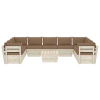 vidaXL 10-delige Loungeset met kussens pallet vurenhout