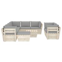 vidaXL 10-delige Loungeset met kussens pallet vurenhout