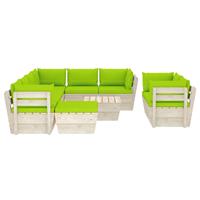 vidaXL 10-delige Loungeset met kussens pallet vurenhout