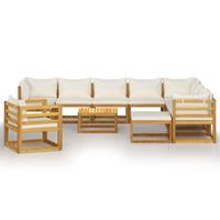 vidaXL 12-delige Loungeset met kussens massief acaciahout crème