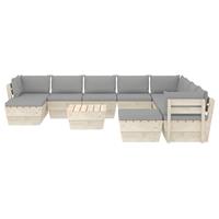 vidaXL 11-delige Loungeset met kussens pallet vurenhout