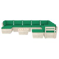 vidaXL 11-delige Loungeset met kussens pallet vurenhout