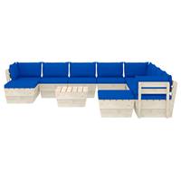 vidaXL 11-delige Loungeset met kussens pallet vurenhout
