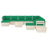 vidaXL 12-delige Loungeset met kussens pallet vurenhout