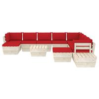 vidaXL 12-delige Loungeset met kussens pallet vurenhout