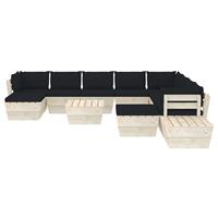 vidaXL 12-delige Loungeset met kussens pallet vurenhout