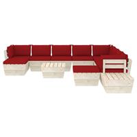 vidaXL 12-delige Loungeset met kussens pallet vurenhout