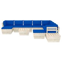 vidaXL 12-delige Loungeset met kussens pallet vurenhout