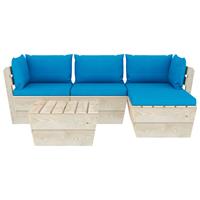 vidaXL 5-delige Loungeset met kussens pallet vurenhout