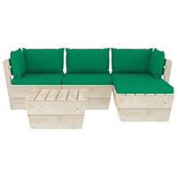 vidaXL 5-tlg. Garten-Sofagarnitur aus Paletten mit Kissen Fichtenholz Grün