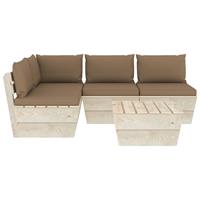 vidaXL 5-tlg. Garten-Sofagarnitur aus Paletten mit Kissen Fichtenholz Taupe