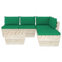 vidaXL 6-tlg. Garten-Sofagarnitur aus Paletten mit Kissen Fichtenholz Grün