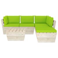 vidaXL 6-delige Loungeset met kussens pallet vurenhout