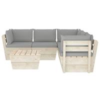 vidaXL 6-delige Loungeset met kussens pallet vurenhout