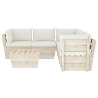 vidaXL 6-tlg. Garten-Sofagarnitur aus Paletten mit Kissen Fichtenholz Creme
