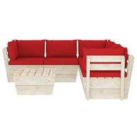 vidaXL 6-delige Loungeset met kussens pallet vurenhout