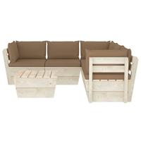vidaXL 6-tlg. Garten-Sofagarnitur aus Paletten mit Kissen Fichtenholz Taupe