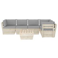 vidaXL 6-delige Loungeset met kussens pallet vurenhout