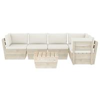 vidaXL 6-delige Loungeset met kussens pallet vurenhout