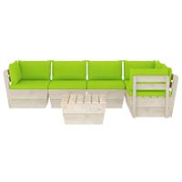 vidaXL 6-delige Loungeset met kussens pallet vurenhout