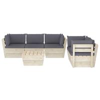 vidaXL 6-delige Loungeset met kussens pallet vurenhout