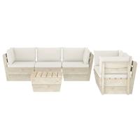 vidaXL 6-delige Loungeset met kussens pallet vurenhout