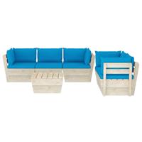 vidaXL 6-delige Loungeset met kussens pallet vurenhout