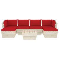 vidaXL 7-delige Loungeset met kussens pallet vurenhout