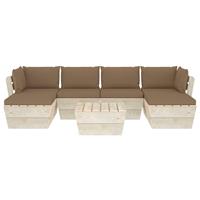 vidaXL 7-delige Loungeset met kussens pallet vurenhout