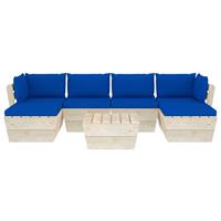 vidaXL 7-delige Loungeset met kussens pallet vurenhout