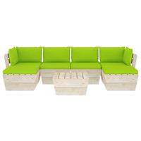 7-delige Loungeset Met Kussens Pallet Vurenhout