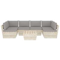 vidaXL 7-delige Loungeset met kussens pallet vurenhout