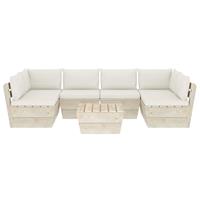 vidaXL 7-delige Loungeset met kussens pallet vurenhout