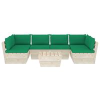 vidaXL 7-delige Loungeset met kussens pallet vurenhout