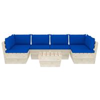 vidaXL 7-delige Loungeset met kussens pallet vurenhout