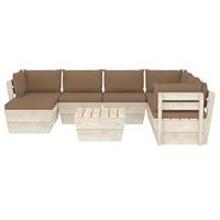 vidaXL 8-delige Loungeset met kussens pallet vurenhout