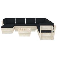 vidaXL 9-delige Loungeset met kussens pallet vurenhout