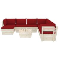 vidaXL 9-delige Loungeset met kussens pallet vurenhout