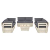 vidaXL 9-delige Loungeset met kussens pallet vurenhout
