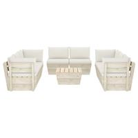 vidaXL 9-delige Loungeset met kussens pallet vurenhout