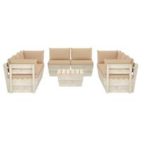 vidaXL 9-delige Loungeset met kussens pallet vurenhout