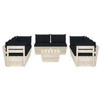 vidaXL 9-delige Loungeset met kussens pallet vurenhout