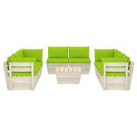 vidaXL 9-delige Loungeset met kussens pallet vurenhout