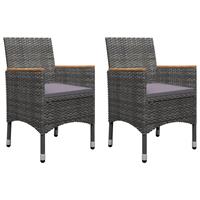 vidaXL 3-tlg. Bistro-Set Poly Rattan und Hartglas  Grau