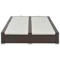 vidaXL Ligbed tweepersoons poly rattan bruin